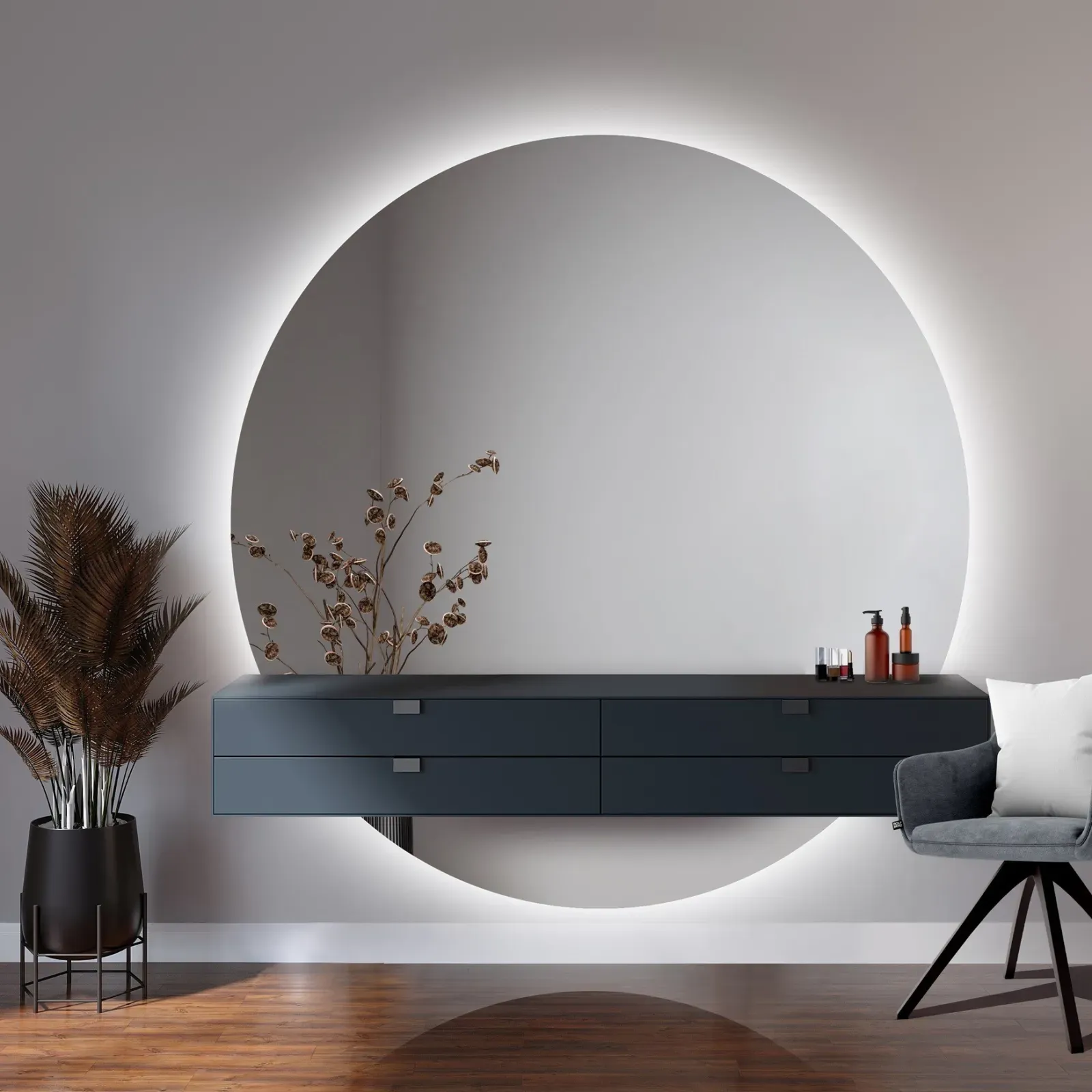 oglinda rotunda led